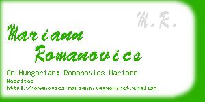 mariann romanovics business card